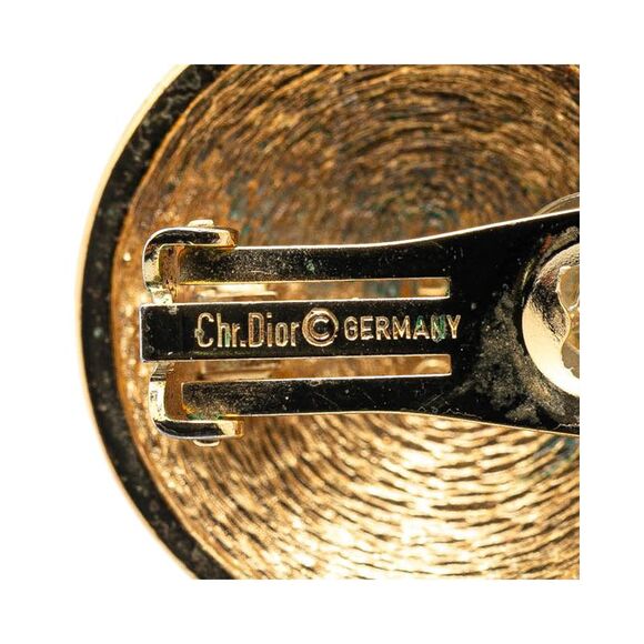 Pre Loved Dior Earrings Gold Logo Women - Picture 3 of 6